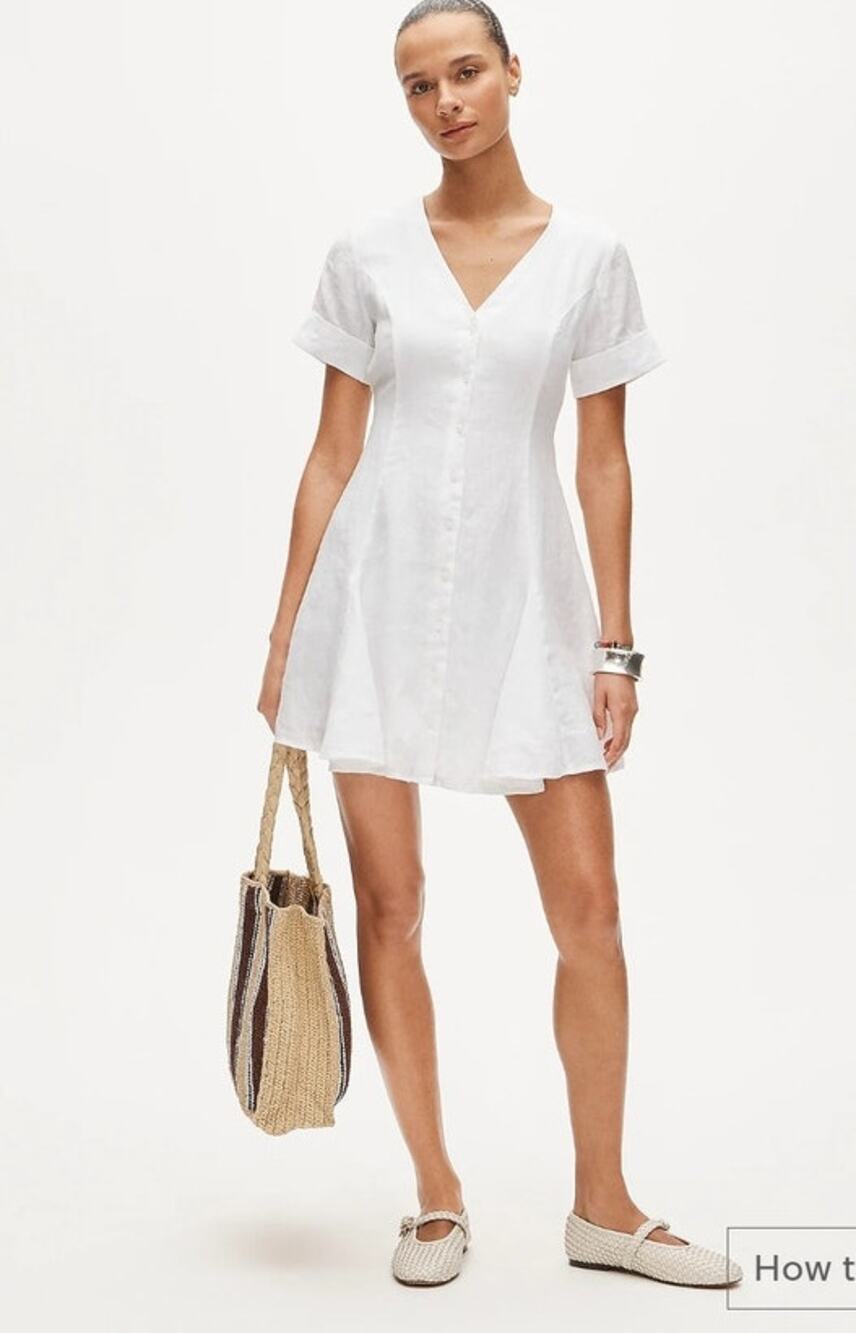 NWT J. Crew Tall Fleur Mini Dress In 100 % Linen White Tall 8